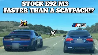 Which is Faster?? Dodge Challenger Scatpack vs BMW E92 M3