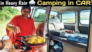 EP1 Self CAR Camping in HEAVY RAIN | Cooking and Camping near a Lake