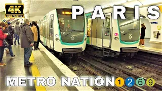 🇫🇷Paris Metro NATION Station RATP -  Line 1, 2, 6 and 9【4K】