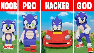 Minecraft SONIC STATUE BUILD CHALLENGE - NOOB vs PRO vs HACKER vs GOD / Animation