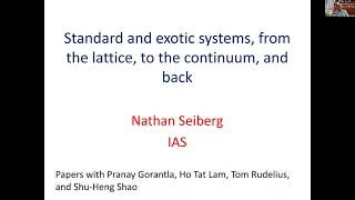 Nathan Seiberg: Standard and exotic systems, from the lattice, to the continuum, and back