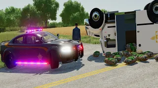 POLICE OFFICER STEALS BANK TRUCK AND WRECKS IT | FS22