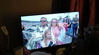 Pearle Peterson Sings The National Anthem Before The 2024 BETMGM 300 NASCAR Xfinity Series Race.