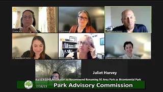 Ann Arbor Park Advisory Commission Meeting 7/18/2023