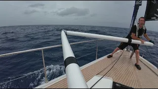 Spinnaker pole snapped in the middle of the Atlantic crossing - all hands on deck!