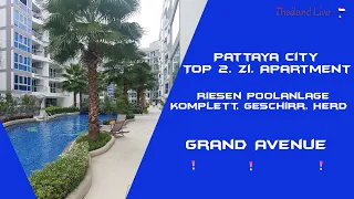 Grand Avenue Pattaya new apartment 2 rooms 12.500 Baht huge pool fully furnished Thailand.
