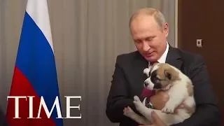 Here's The Awkward Moment When Vladimir Putin Got A Puppy As A Gift | TIME