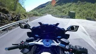 BMW K 1600 GTL 2023. Driving from Eidsdal (Linge ferry) to Geiranger in Norway. Scenic route.