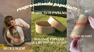 Reaproveitando barricas e tubos de papelão que iriam para o lixo - Nicho decorativo - Gisele Souza