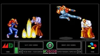 Fatal Fury: King of Fighters (Sega Genesis vs SNES) Side by Side Comparison