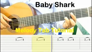 Baby Shark Guitar Tutorial Melody Tab - Guitar Lessons for Beginners