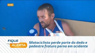 Motociclista perde parte do dedo e pedestre fratura perna em acidente na Mangabeiras