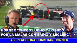 ASI REACCIONA CHRISTIAN HORNER a PODIO y REMONTADA de CHECO PEREZ LO HIZO POR LAS MALAS GP ITALIA F1