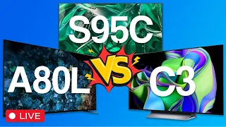 Sony A80L vs Samsung S95C vs LG C3 Live Comparison PLUS Q&A!