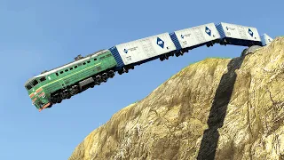 Trains vs Cliff – BeamNG.Drive