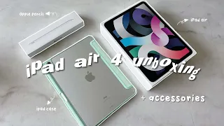 📦  ipad air 4 (silver) unboxing + apple pencil 2 + accessories (aesthetic & asmr) 🧃 ✨