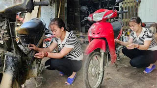 Genius girl Repairs and restores severely damaged motorbikes. become oldnew/blacksmith