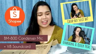 UNBOXING BM-800 CONDENSER MICROPHONE SET + SETUP & TRIAL | V13