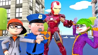 Ironman Protects Nick From The Criminal Joker - Scary Teacher 3D Police