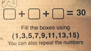 1,3,5,7,9,11,13,15 sum to give 30 answer.... Finally solved