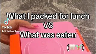 What I packed for lunch versus what was eaten!