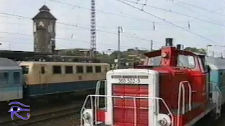 Hauptbahnhof Osnabrück DB Eisenbahnalltag 1995 mit 110.3, 141, n-Wagen, 140, 103 und 624 Prototyp