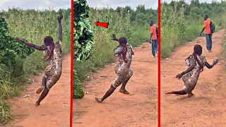 She almost Twisted her Foot from the SCARE! |Bushman Prank| Scaring People!
