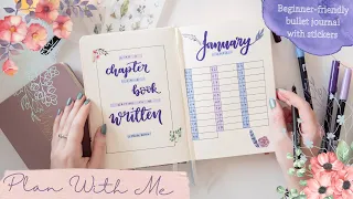 Plan With Me: January 2022 Bullet Journal with Stickers | BEGINNER FRIENDLY | Easy & Minimalist