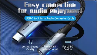Vention USB-C Male to 3.5MM Earphone Jack With DAC Adapter 0.1M Gray Aluminum Alloy Type BGM