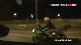 Kawasaki Ninja ZX 14R (2012) vs Nissan GT R AMS Alpha 12+