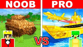 NOOB vs PRO: MILITARY VEHICLE HOUSE Build Challenge in Minecraft