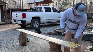 EXTERIOR SIDING ON CABIN FRONT COMPLETE | TIMBER FRAME CABIN | WOODWOORK