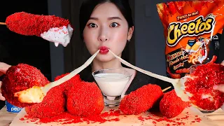 ASMR THE SPICIEST CHEETOS (50,000 SHU)🔥XXTRA FLAMIN HOT CHEETOS GIANT CHEESE BALL & CORN DOG MUKBANG