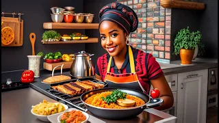 Ultimate Ghanaian Feast: Jollof Rice, Beans, and Perfectly Grilled Chicken