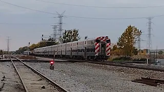 Metra Train going Outbound up close passing the Spaulding Junction, IL on a Cold Day. 10/13/22.