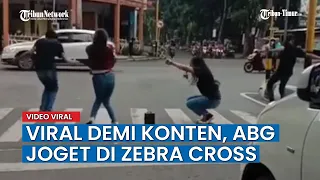 Demi Konten, Empat ABG Joget di Zebra Cross, Banyak Netizen Menghujat