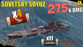 Sov.Soyuz 275k DMG | World of Warships Gameplay