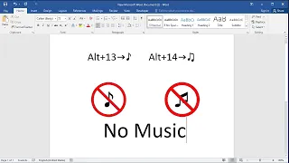 How to make No Music sign in word