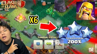 KAMP TENTARA MODE MALAM SUDAH KU SUDAH 6 DAN COBA SERANGAN FULL BINTANG 200% DI CLASH OF CLANS