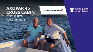 Discussion on Axopar 45 XC Cross Cabin Travel Concept at Cannes Yachting Festival 2023