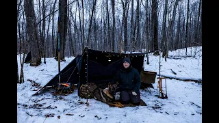 Winter Hot Tent Camping With My Dog