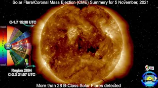 Coronal Mass Ejection (CME)/Solar Flare Report for 5 Nov, 2021: 2 C-Class & 28 B-Class Flares 4K