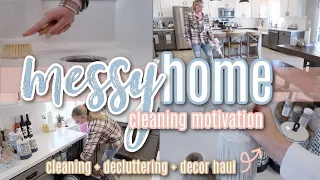 MESSY HOME CLEAN WITH ME // CLEANING MOTIVATION // Katie Sarah // SAHM cleaning routine