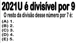 1 QUESTÃO DE MATEMÁTICA #72 BÁSICA RESOLVIDA  DE CONCURSO /regra de divisibilidade- caiu no concurso