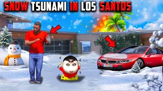 Shin Chan & Franklin Survives The Ultimate Coldest Day in GTA 5 in Telugu | Dominator Yt | #gta5