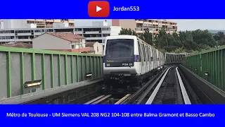 Métro de Toulouse - UM Siemens VAL 208 NG2 104 108 entre Balma Gramont et Basso Cambo