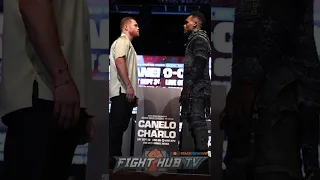 Canelo STARES DOWN Jermell Charlo at FIRST face off at Press Conference in NYC!