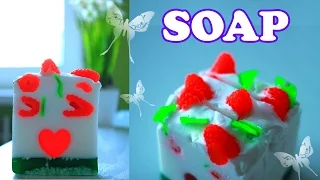 DIY: Малиновое МЫЛО с витражным СЕРДЦЕМ ● Soap making ● Мыловарение