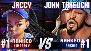 SF6 ▰ JACCY (#1 Ranked Kimberly) vs JOHN TAKEUCHI (#1 Ranked Rashid) ▰ Ranked Matches