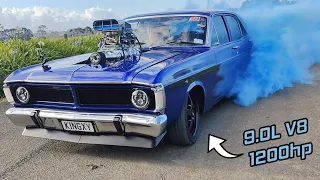 Crazy Burnouts in a 1200hp Blown Ford Falcon!! | Christmas Special Feature